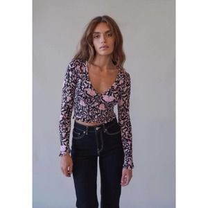 urban outfitters // bayside smocked button front blouse